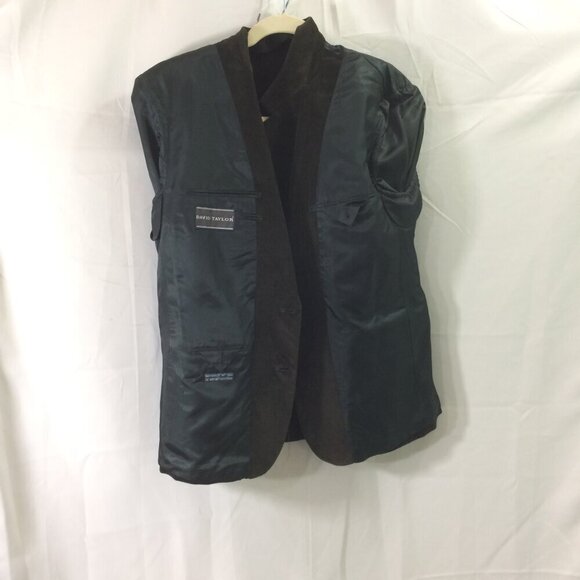 David Taylor Mens Blazer Brown Corduroy 100% Cotton Leather Buttons 44R - Picture 2 of 6